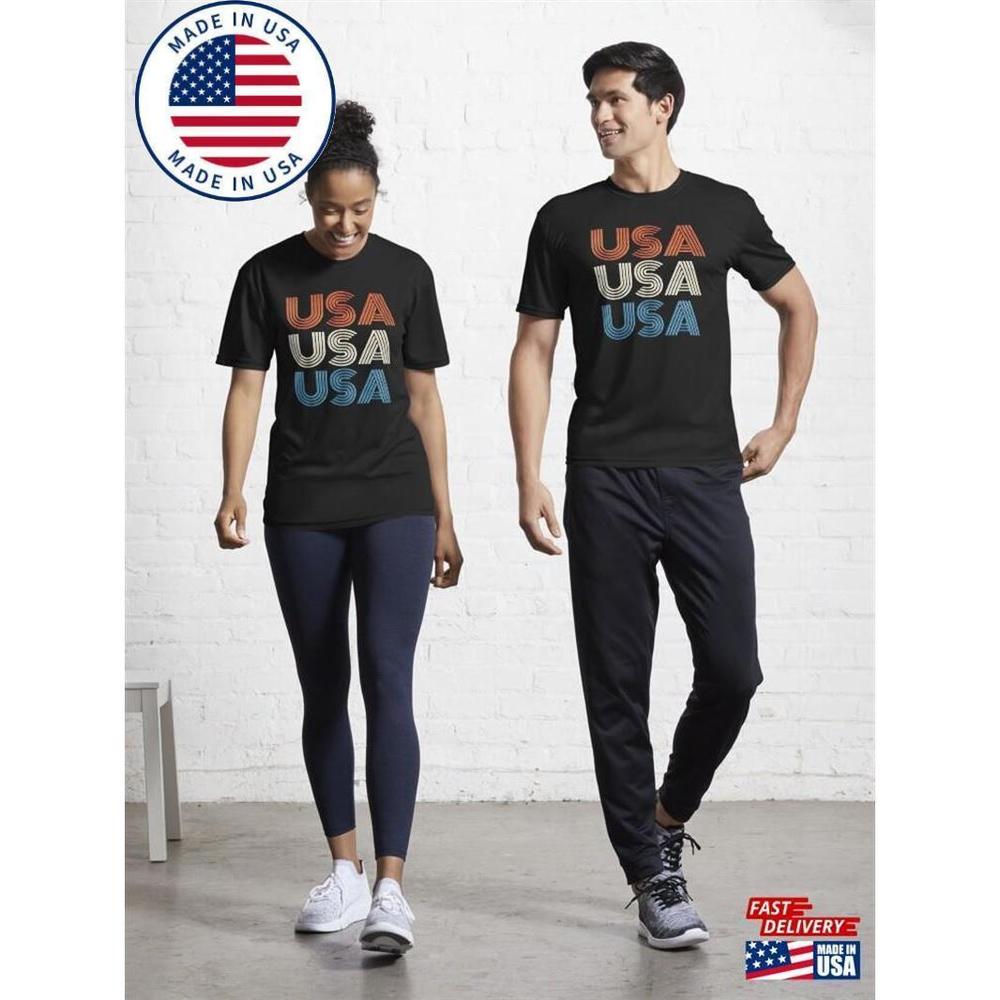Usa Patriotic Red White Blue Active T-Shirt Classic